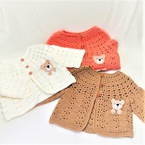 코바늘 DIY 탑다운 곰돌이 아기 가디건 동영상패키지, 0~12개월, 14.청블루, 1개