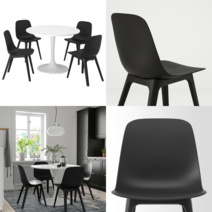 이케아 4인용 식탁세트 DOCKSTA 독스타/ODGER 오드게르 테이블+의자4 화이트 화이트/앤트러싸이트 103 cm