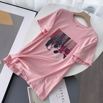 t셔츠 여성의류 여름 타입 아티스트프린트 입체 구슬장식 순면 코튼 와이드 루즈핏 캐쥬얼 라운드반팔티 875311262
