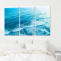 시원한 바다 파도 풍경 3분할 캔버스 액자, 글래드 씨 50x100(cm) 3개