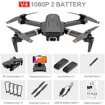 4DRC V4 RC 드론 4 K1080 P HD 광각 카메라 와이파이 Fpv 듀얼 접이식 쿼드콥터 실시간 전송 헬리콥터 장난, 10 1080P-2Battery