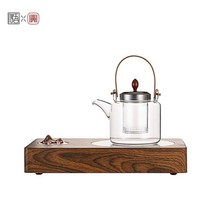티포트 가열기 세트 유리 세라믹 인덕션 차 티 다도, 가열기 + 티포트