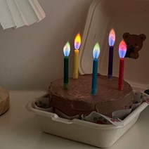 무지개초 불꽃초 특이한 생일 파티 초 컬러 케이크 레인보우 캔들 촛불 양초, 12개입