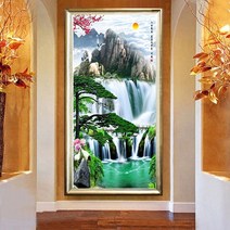 흐르는물 폭포 재물운 현관 그림 보석십자수 재료, 120x60cm