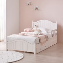 상일리베가구 샐리 공주 원목 수납 침대 S(독립유로탑매트), 캔디핑크