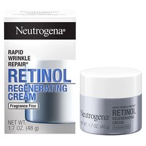 Neutrogena 래피드 링클 리페어 재생 노화 방지 페이스 크림 주름 레티놀 모이스처라이저 넥 히알루론산 함유 48g, Fragrance Free