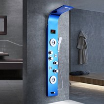 벽걸이형 온도조절 스마트 샤워기 해바라기 전신, 5단 속도 사파이어 블루 디지털 디스플레이