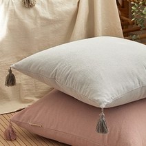 베베데코 태슬 광목 올데이 워싱면 쿠션 겸 방석커버