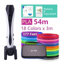 3d프린터펜 3d프린터필라멘트 timook 3d 프린터 펜 어린이를위한 3d 펜 무료, pLa 54m가 있는 흰색