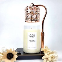 캔들백화점 스퀘어 크리스탈 루시드 캔들워머+소이캔들 대용량 대왕1000ml 캔들 세트, 루시드 로즈골드블랙+라임바질만다린