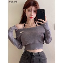 하트넥니트 초커니트 걸그룹 컷아웃 사선 보트넥 댄서 니트 가을 의류 오프 숄더