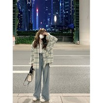 루즈핏 봄 셔츠 이너 디자인 소소 문예 센스 체크 셔츠 코트 여가을 겨울