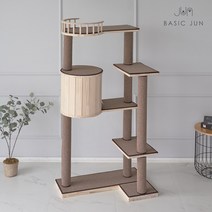 베이직준 옵션없는 국내제작 고급원목캣타워 (DIY 대형 소형 미니 벽 먼치킨 원룸), 5단 스카이라운지캣타워 (알루미늄기둥 변경)