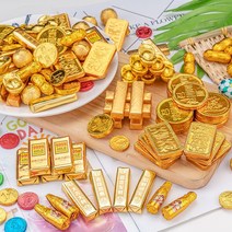 미니 골드바 초콜릿 생일 초코 케이크 장식 금화 1kg, 오프 화이트 포장 땅콩 500g