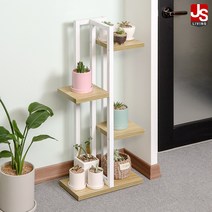 JS리빙 화분 진열대 베란다 인테리어 거실 다육이 엔틱 받침대 테라스 선반 다이 정리대 화분대 스탠드 거치대 실내 4단 우드 화이트 철제 U_04 23*40*93, 105cm 화분대-우드
