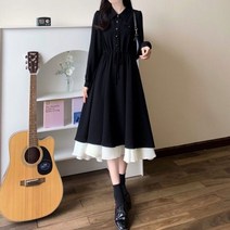 3월결혼식하객룩 봄 여성 빅사이즈 원피스 코디 의류 긴팔 스커트 드레스 A21