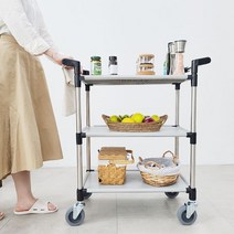 트롤리 카트 주방 웨건 2단 3단 서빙, 딥 블랙