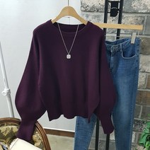 상상그이상 여성용 봉 라운드 긴팔니트 고급스런 색감 부드러운 고급소재 따뜻한 루즈핏 긴팔니트 촉감좋은 구김없는 코트안에 가볍게 입기좋은 간절기 페미닌한 풀오버 니트티