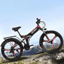 OMECI 접이식 전기산악 자전거 24/26 인치 리튬배터리 오프로드 MTB 남녀 전동, 24인치/21단 일체형 휠(화이트)