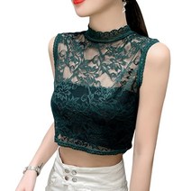꽃 레이스 터틀넥 칼라 반 상단 블라우스 디키 칼라 분리 가능한 칼라