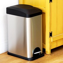 베스트데코 스퀘어 스텐 페달 휴지통 15L 쓰레기통 분리수거함, 스퀘어스텐페달휴지통