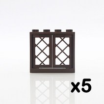 산업용 사다리 도시 친구 집 MOC 부품 울타리 계단 사다리 게이트 빌딩 블록 도어 창 인물 성 정원 벽돌 장, 16 5pcs brown window