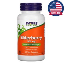 나우푸드 10배농축 엘더베리 Elderberry 500mg 60식물성캡슐, 1개, 60정