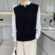2022 신사용 스웨터 슬림 민소매 조끼 탑 가을 겨울 캐주얼 솔리드 컬러 조끼 V 넥 니트 풀오버 플러스 사이즈 M-2XL