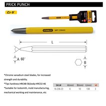 끌 목공 공구 스탠리-금속 핀 펀치 센터 프록 스타터 수공구 1.5mm 3mm 4mm 6mm 8mm 2mm 마킹 시작 구멍 C, 02 16-230 1.5mmx1pc pin