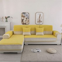 원룸가구 가벼운 2인용 소파 쇼파 베드 모던 스타일 두꺼운 벨벳 소파 쿠션 커버 멀티 사이즈 심플한 디, 03 Yellow_12 90x180cm