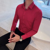 영국 스타일 긴 소매 셔츠 남성 의류 패션 2022 가을 비즈니스 정장 착용 Chemise Homme Slim Fit Camisa M