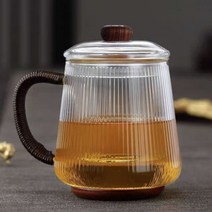 차선 차통 다구세트 휴대용 다도 트레이 중국 찻잔 차 HMLOVE 내열 유리 찻잔 여과기 나무 손잡이 뚜껑 쿵푸 차 세트 행사 높은 붕소 실리콘 차 컵, 500ML Teacup