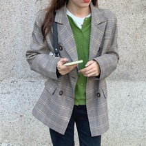 정장 코트 실사 옥스포드 패턴 클래식 코디 더블