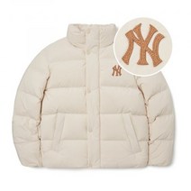 MLB 베이직 스몰로고 숏패딩 NY (크림)