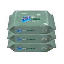 스카트 에코 종이 물티슈 70매 100% 천연펄프, 3팩