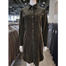 [20F/W] HAZZYS LADIES / 카키 코듀로이 면혼방 셔츠형원피스 / HSDR0D903K3123264