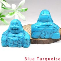 돌부처 부처님 석가모니 모형 조각상 좌상 돌불상 5pc 웃음 행복한 동상 자수정 로즈 쿼츠 마노 조각 돌 공예 선물 치유 크리스탈 홈 인테리어 도매, 푸른 청록색