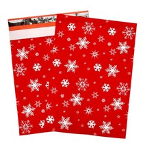택배 비닐 종이 상자 박스 팩 10PCS 10x13 quot25x33cm 크리스마스 폴 리 메일러 포장 봉투 셀프 인감 가방 의류, [03] Red Snowflake