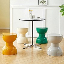 유광 모래시계 원형 스툴 카페 인테리어 사이드 테이블 미니 협탁 보조 간이의자, 베이비핑크