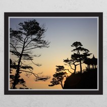아트박스/꾸밈 ij225-노을진소나무_창문그림액자_뮤럴시트지, E타입-모던블랙