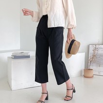 주디앤 여성 로라 린넨 고무줄 밴딩 배기 팬츠