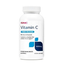 GNC 비타민 C 타임드 릴리스 1000mg 베지테리안 캐플렛, 90개입, 5개