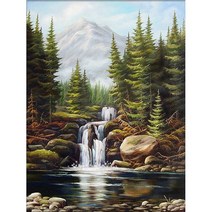 올레보 액자 캔버스형보석십자수 Diy세트 라운드 비즈 핫 제품 풍경 30 X 40 cm, 1세트, G1276.올레보 강