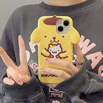 마이멜로디 쿠로미 산리오 가방 어린이선물 휴대폰 케이스 3D 만화 폼폼 푸린 아이폰용 아이폰 14 13 12 11 프로 맥스 XR XS x용 안티 드롭 백 커버 Y2k 소녀용 소프