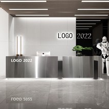 스테인리스 스틸 계산대 심플 현대사 프런트 데스크 접수대 호텔 미용실 전시장 안내데스크 바, 01. 실버 스테인리스 스틸 컬렉션 추가 구매 우선 발