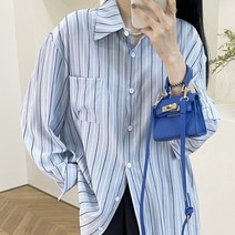 안녕릴리 여성 루즈핏 핀 더블 스트라이프 셔츠