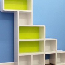 파티션책장 서랍책장 거실서재 더크린 DIY 공룡 공간분리 오픈 수납함, 화이트 그린