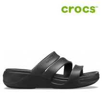 크록스 슬리퍼 41- 206304-001 Womens Crocs Monterey Strappy Wedge Black