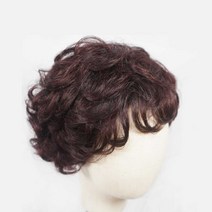 에이플랫 100% 인모 자연스러운 숏컷머리 파마가발 AF021, 검정