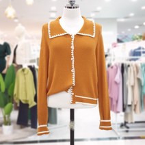 [에이비에프지] 카라넥 플라워 버튼 가디건 AFW4HY45J